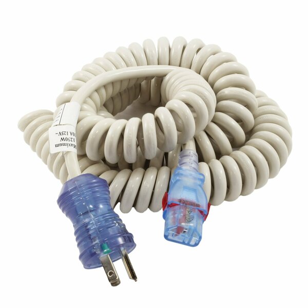 Ac Works up to 10FT 18/3 10A Medical Grade Coiled Cord to Locking IEC C13 MD195-AL